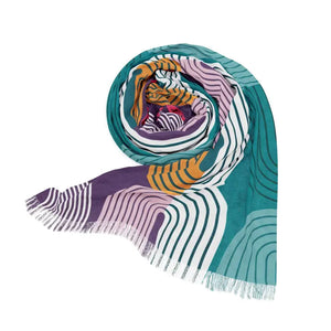 Abstract Line Striped Pattern Scarf Stole - Style Transform - Dipaliz - 27’’ × 73’’ - Scarves & Shawls