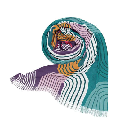 Dance in Color: Chic Abstract Line Striped Scarf Twist - 27’’ × 73’’