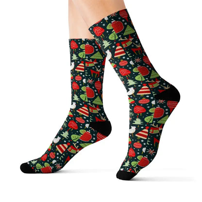 Dance Into Christmas with Festive Pattern Cheer Socks - l