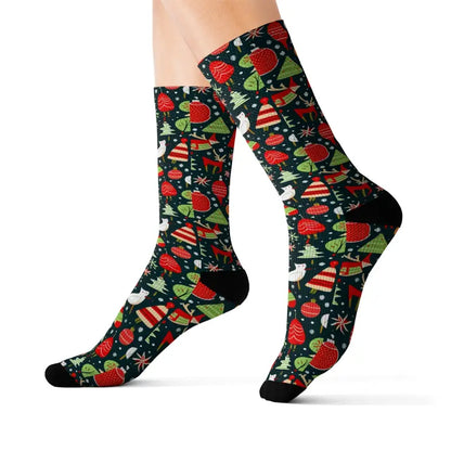 Dance Into Christmas with Festive Pattern Cheer Socks - m