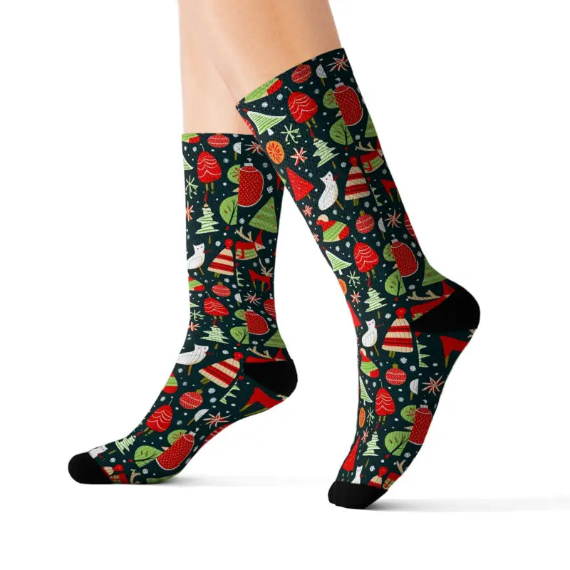 Dance Into Christmas with Festive Pattern Cheer Socks - s