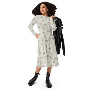 Dandelions Midi Dress – Long Sleeve Polyester - Dipaliz - Dresses - Xs