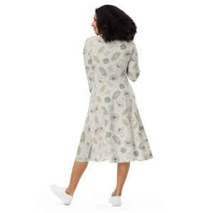 Dandelions Midi Dress – Long Sleeve Polyester - Dipaliz - Dresses - Xs