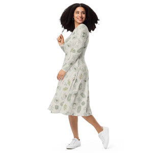 Dandelions Midi Dress – Long Sleeve Polyester - Dipaliz - Dresses - Xs