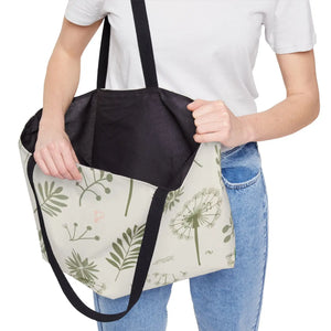Dandelion Sustainable Fashion Bag - Black Cotton Handles - Dipaliz - Tote Bags