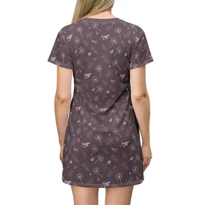 T-shirt Dress Dandelions on Mauve - Comfort Meets Style - Dipaliz - Dresses