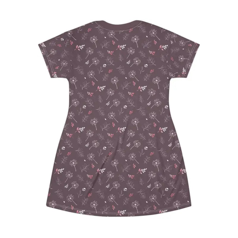 Dazzle in the Chic Dandelions on Mauve T-shirt Dress - All Over Prints