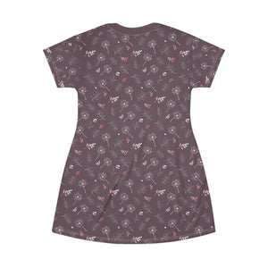T-shirt Dress Dandelions on Mauve - Comfort Meets Style - Dipaliz - Dresses