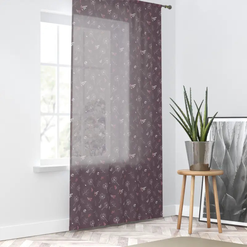 Transform your Space with Dandelions Mauve Window Curtain - Sheer / White / 50’’ × 84’’ Home Decor