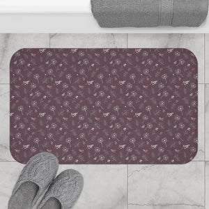 Dreamy Dandelions Mauve Bath Mat - Soft Sanctuary Design - Dipaliz - 34’’ × 21’’ - Home Decor