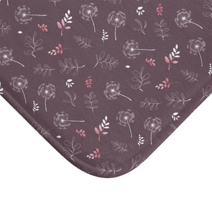 Dreamy Dandelions Mauve Bath Mat - Soft Sanctuary Design - Dipaliz - Home Decor