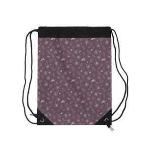 Mauve Drawstring Bag - Chic Printed Daily Pack - Dipaliz - Backpacks