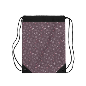 Mauve Drawstring Bag - Chic Printed Daily Pack - Dipaliz - Backpacks