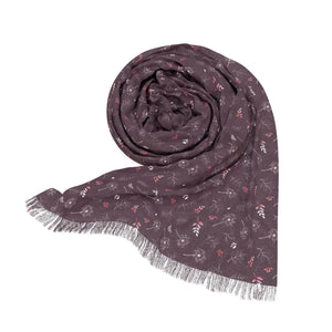 Mauve Light Scarf Dandelion Pattern Polyester - Dipaliz - Scarves & Shawls