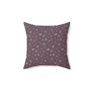 Mauve Dandelion Square Pillow – Polyester Cover - Dipaliz - Throw Pillows