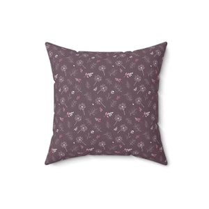 Mauve Dandelion Square Pillow – Polyester Cover - Dipaliz - Throw Pillows