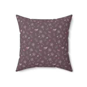 Mauve Dandelion Square Pillow – Polyester Cover - Dipaliz - Throw Pillows