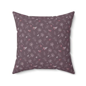 Mauve Dandelion Square Pillow – Polyester Cover - Dipaliz - Throw Pillows