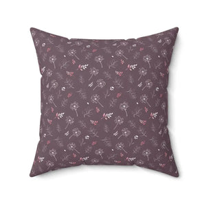 Square Pillow - Mauve Dandelion Polyester Cover - Dipaliz - Throw Pillows