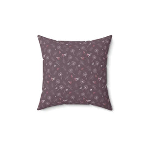 Square Pillow - Mauve Dandelion Polyester Cover - Dipaliz - Throw Pillows