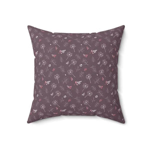 Square Pillow - Mauve Dandelion Polyester Cover - Dipaliz - Throw Pillows