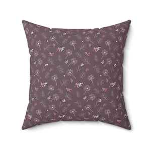 Mauve Dandelion Square Pillow – Polyester Cover - Dipaliz - Throw Pillows