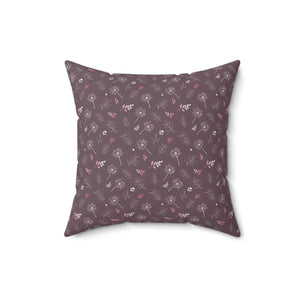 Mauve Dandelion Square Pillow – Polyester Cover - Dipaliz - Throw Pillows