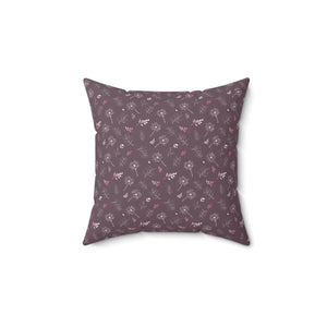 Mauve Dandelion Square Pillow – Polyester Cover - Dipaliz - Throw Pillows