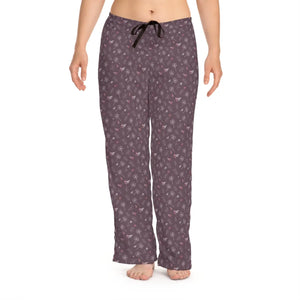 Soft Mauve Womens Pajama Pants - Dandelion Print - Dipaliz - Pajamas