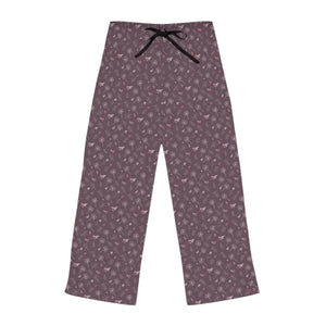 Soft Mauve Womens Pajama Pants - Dandelion Print - Dipaliz - Pajamas