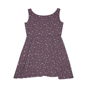 Mauve Dandelions Skater Dress – Floral Casual - Dipaliz - Dresses - s