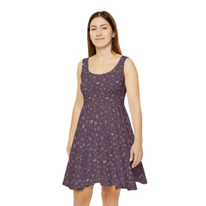 Mauve Dandelions Skater Dress – Floral Casual - Dipaliz - Dresses - s