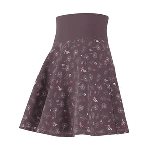 Mauve Dandelions Skater Skirt - Day to Night Wear - Dipaliz - Skirts