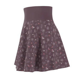 Mauve Dandelions Skater Skirt - Day to Night Wear - Dipaliz - Skirts