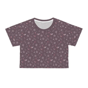 Dandelions Mauve Aop Crop Tee - Silky Soft Style - Dipaliz - T-shirts
