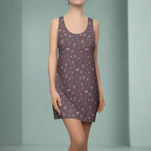 Mauve Racerback Dress - Dandelion Print Magic Style - Dipaliz - Dresses