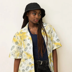 Yellow Tie Dye Unisex Button Shirt - Dandelions - Dipaliz - Shirts