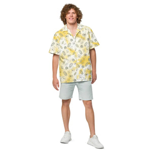 Yellow Tie Dye Unisex Button Shirt - Dandelions - Dipaliz - Shirts