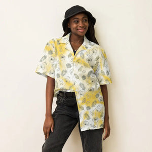 Yellow Tie Dye Unisex Button Shirt - Dandelions - Dipaliz - Shirts