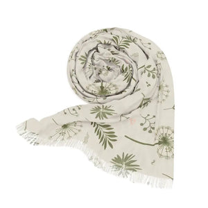 Lightweight Scarf Dandelions & Leaves Women’s Fashion - Dipaliz - 27’’ × 73’’ - Scarves Shawls