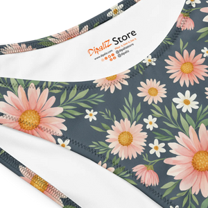 Dark Floral Recycled Bandeau Bikini | Upf50+ V-cut - Classic Bikinis - Xs