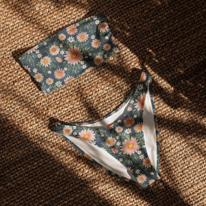 Dark Floral Recycled Bandeau Bikini | Upf50+ V-cut - Classic Bikinis - Xs
