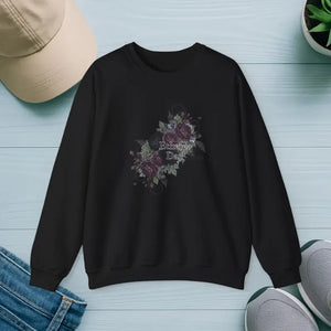 Dark Floral Sweatshirt Moody Botanical Style Dipaliz - Black / s - Sweatshirts