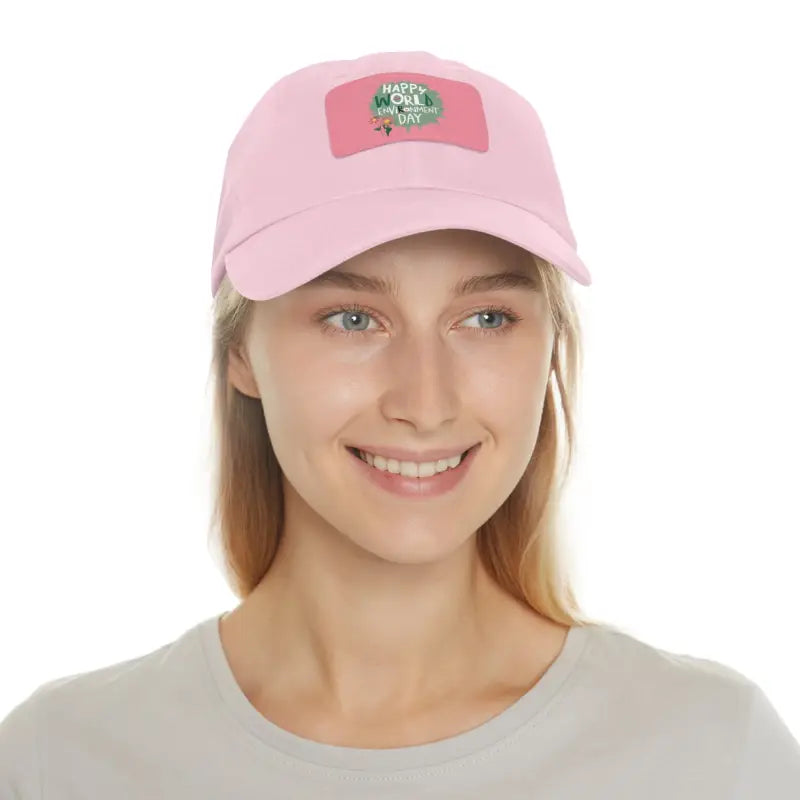 Rock Dad’s Look: Bio-washed Chino Twill Hat - Light Pink / Patch / Rectangle / one Size Hats