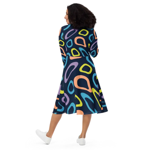 Abstract Colorful Irregular Print Long Sleeve Dress - Dipaliz - Dresses
