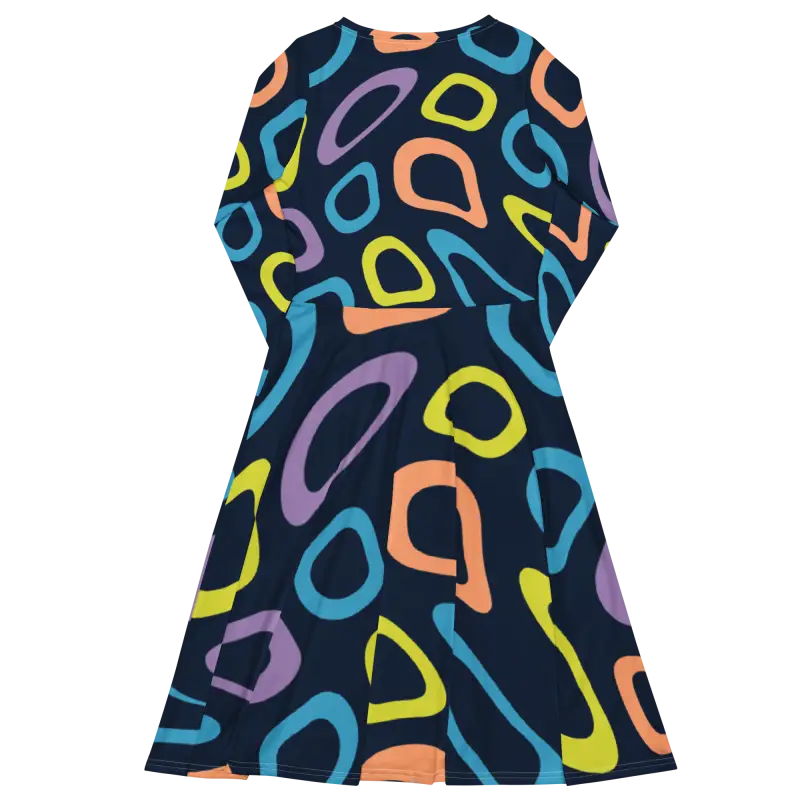 Dazzle in Abstract Colorful Circles Long Sleeve Dress - Dresses