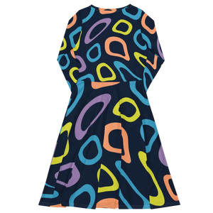 Abstract Colorful Irregular Print Long Sleeve Dress - Dipaliz - Dresses