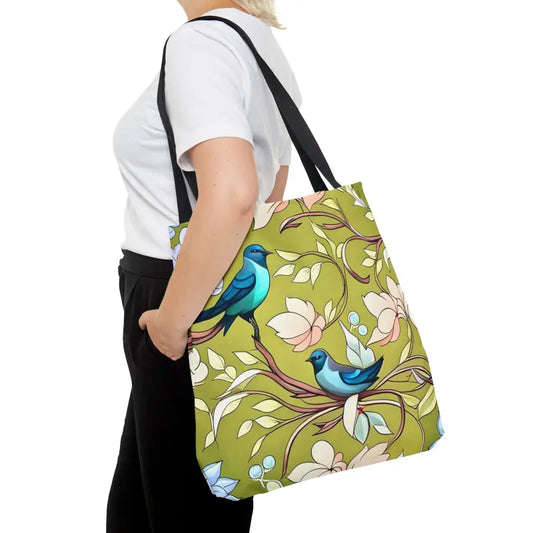 Steal the Show with Birds Pattern Aop Tote Bag! - Large Bags