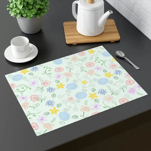Floral Placemat - Pink Flowers Happy Vibes Style - Dipaliz - 18’’ × 14’’ - Placemats