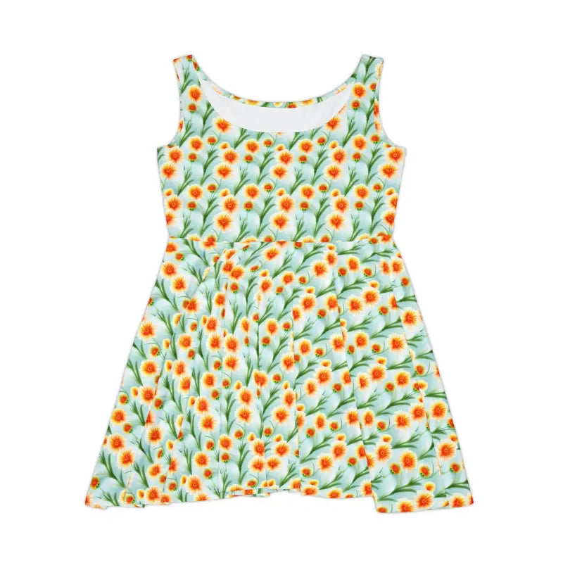 Dazzle in Dipaliz Skater Dress with Orange Flower Power - All Over Prints